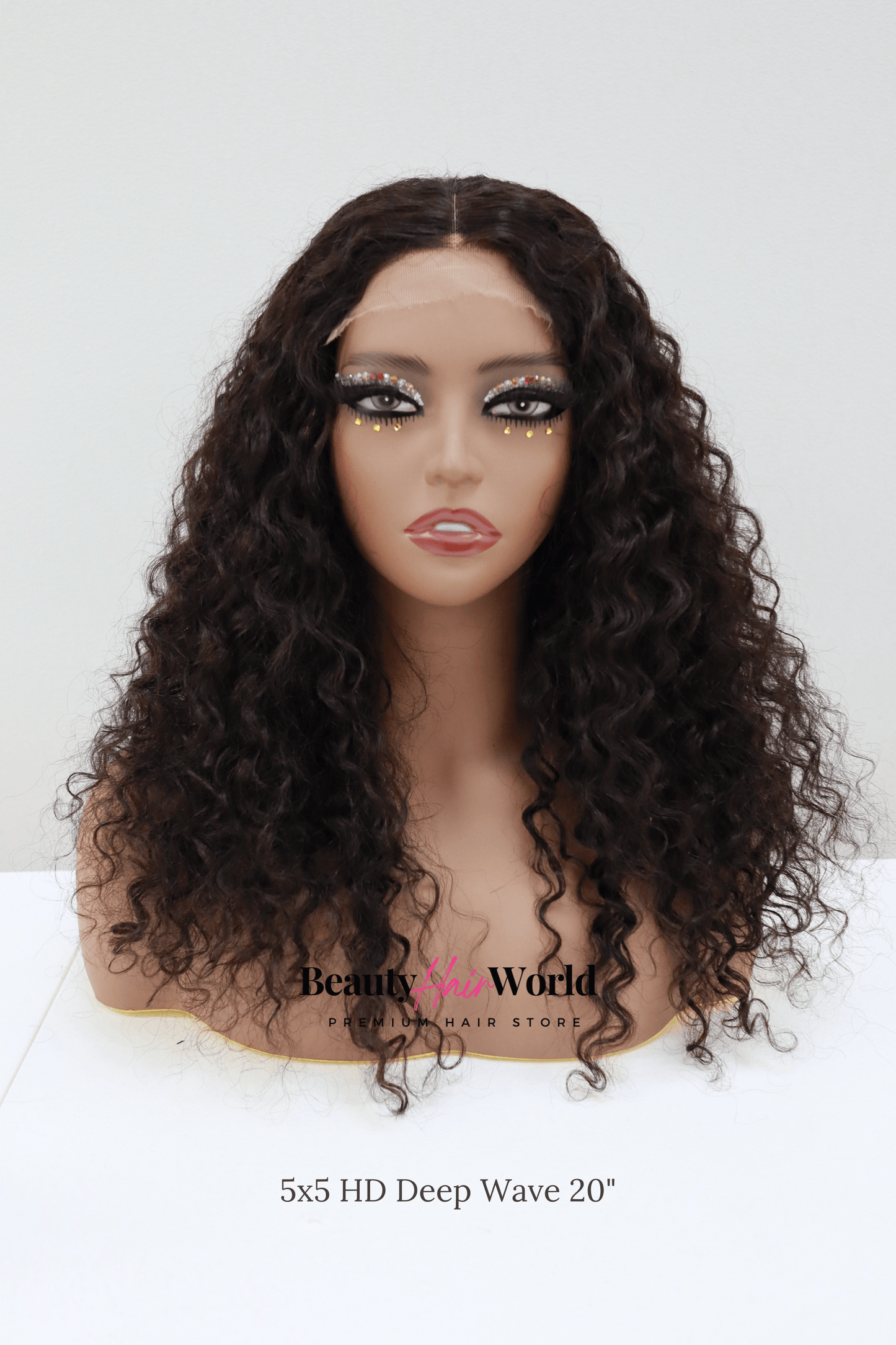 Glueless HD LACE WIG 5X5 DEEP CURLY #1B