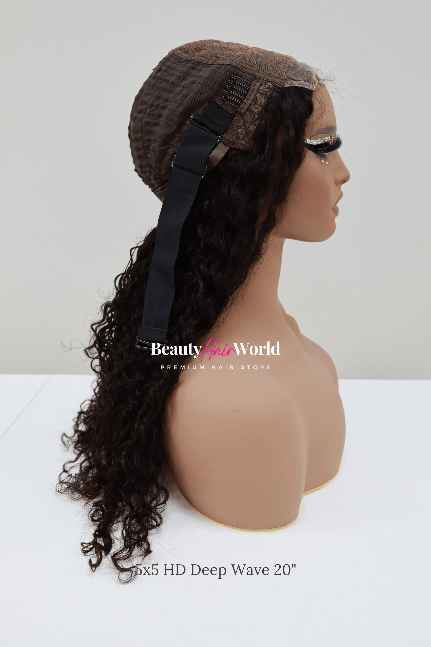 Glueless HD LACE WIG 5X5 DEEP CURLY #1B