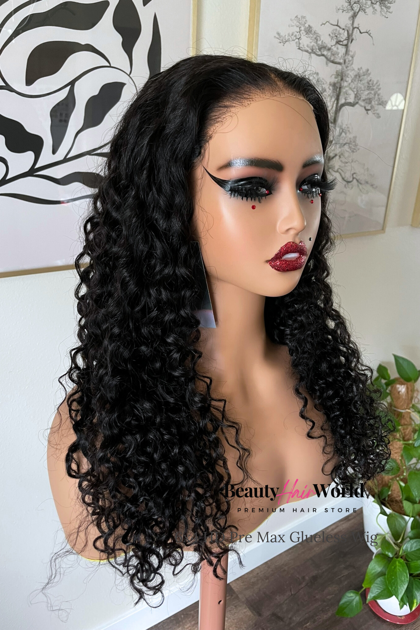 GLUELESS HD LACE WIG 6x4 WATER WAVE #1B