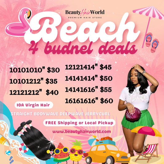 Summer Beach Special 🏖️👙⛱️ 4 Bundle Deal 10" to 16" Inch l 10A Straight, Bodywave, Deepwave, Jerry Curl