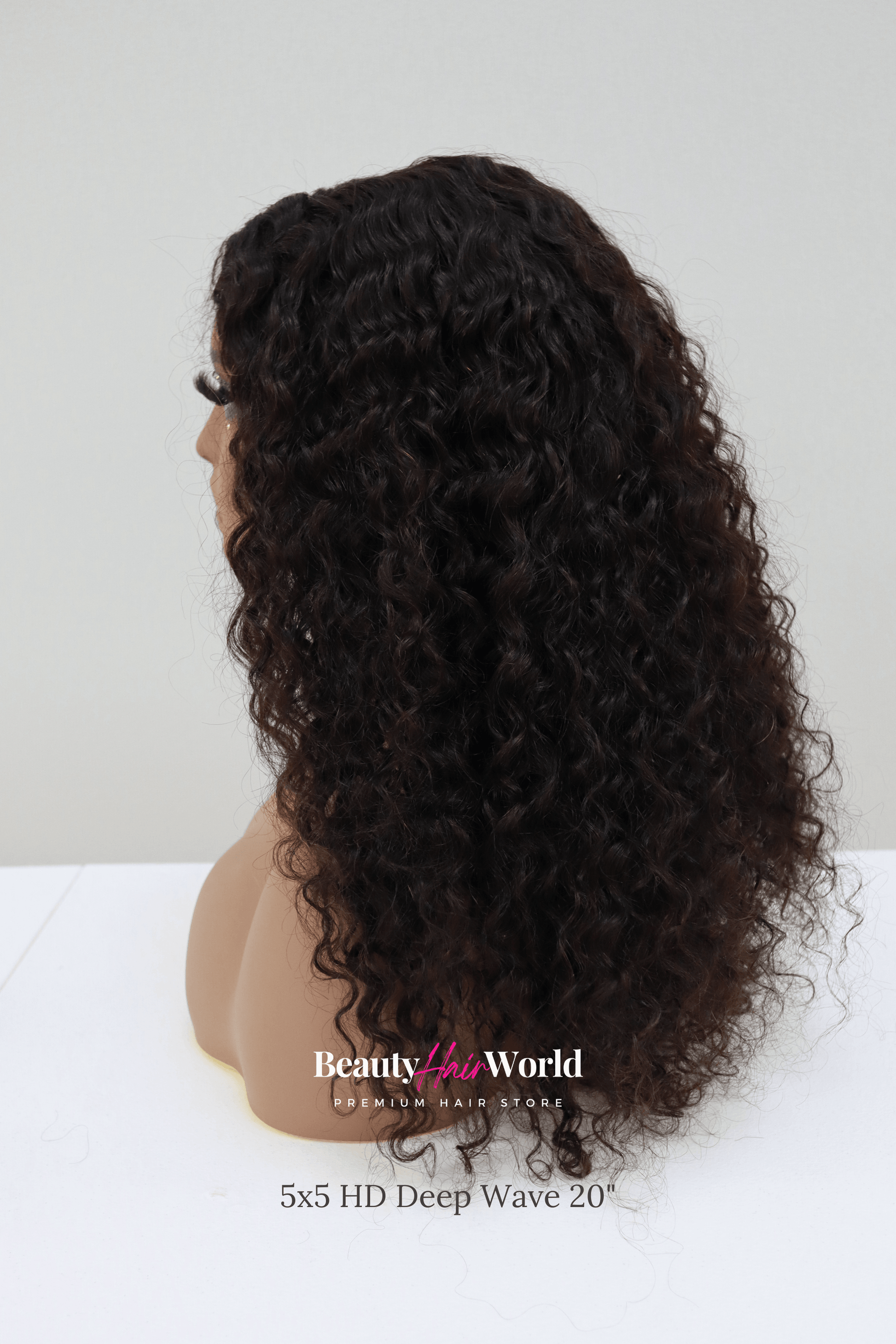 Glueless HD LACE WIG 5X5 DEEP CURLY #1B