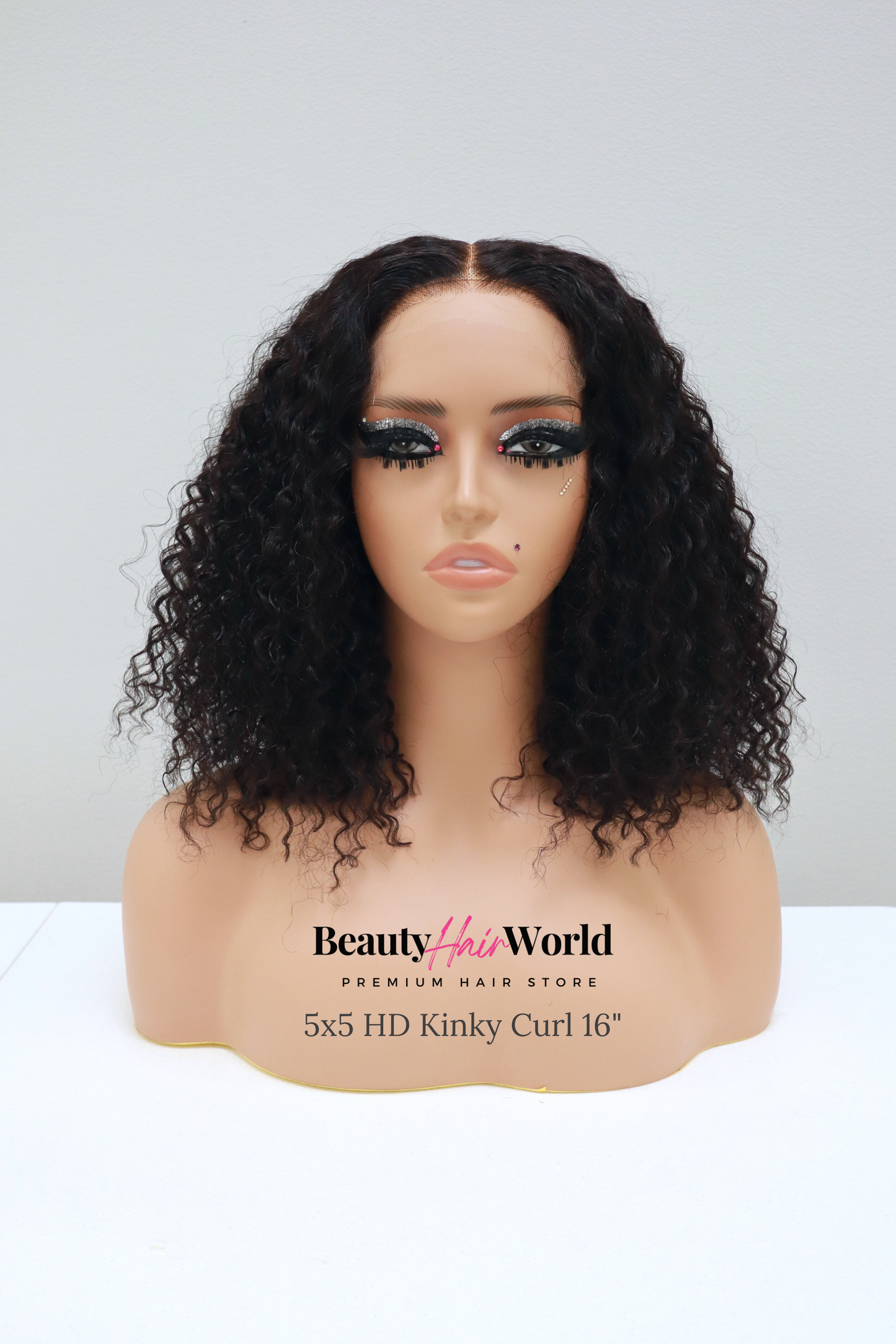 GLUELESS HD LACE WIG 5X5 KINKY CURL #1B