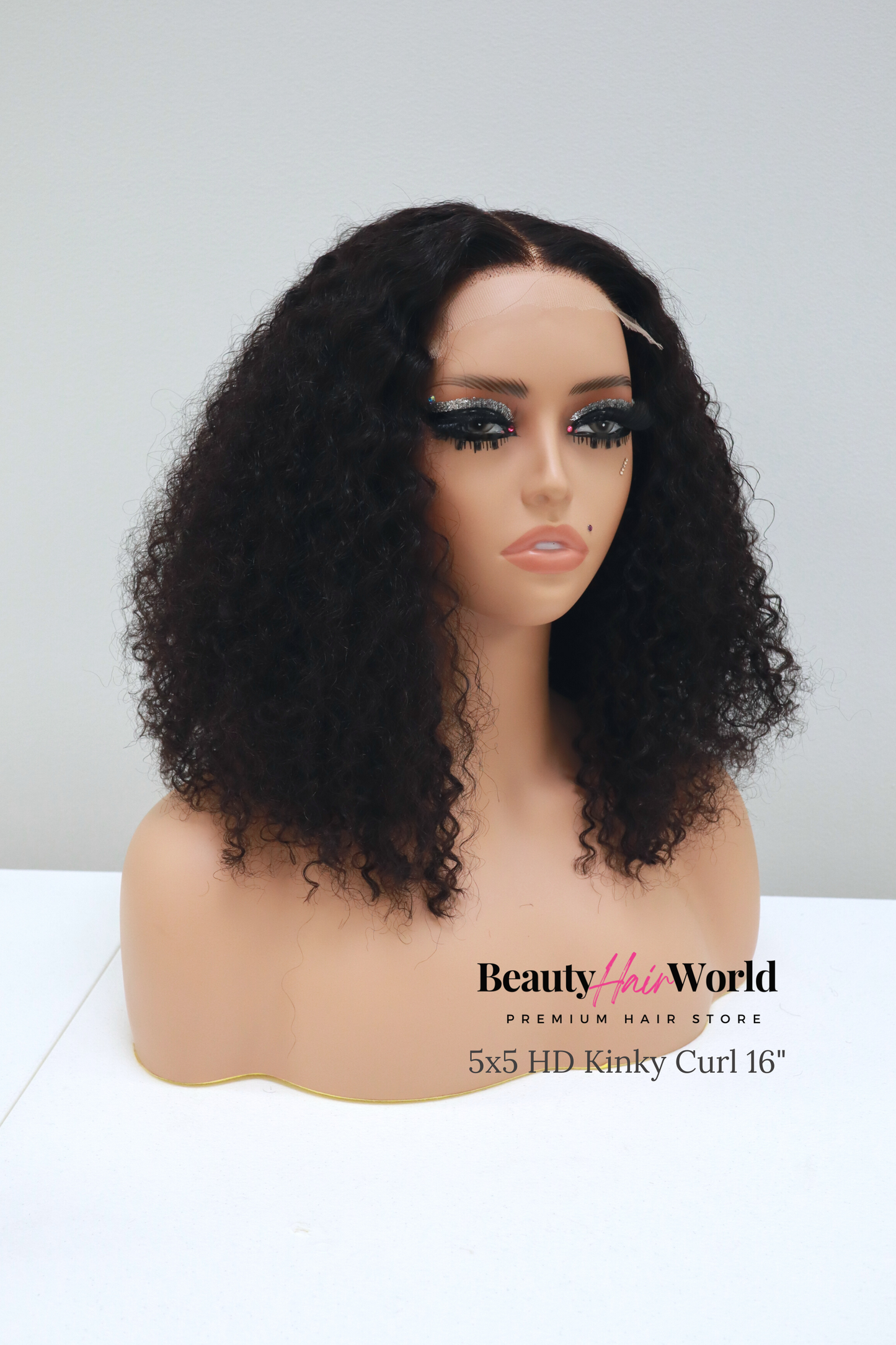 GLUELESS HD LACE WIG 5X5 KINKY CURL #1B