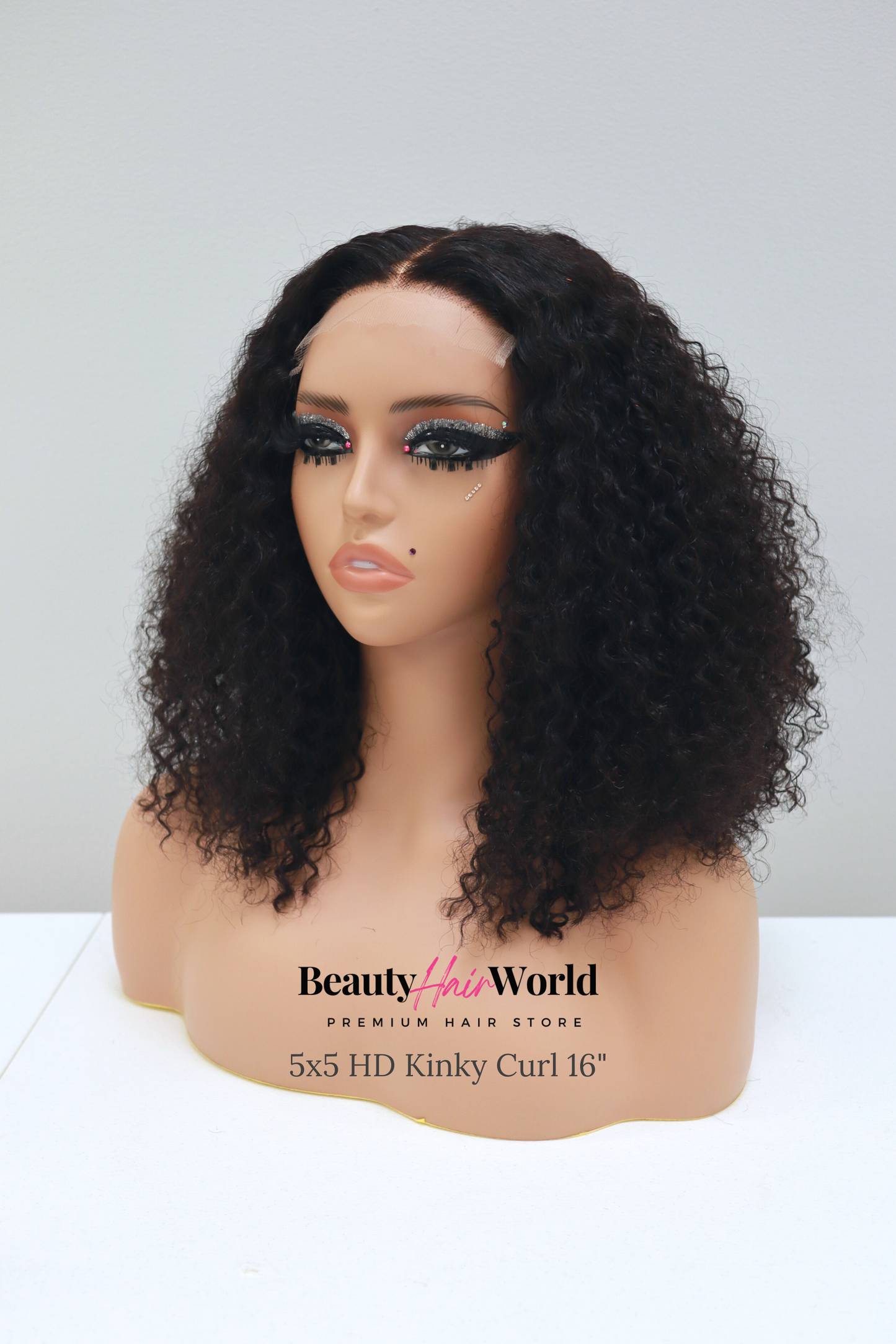 GLUELESS HD LACE WIG 5X5 KINKY CURL #1B