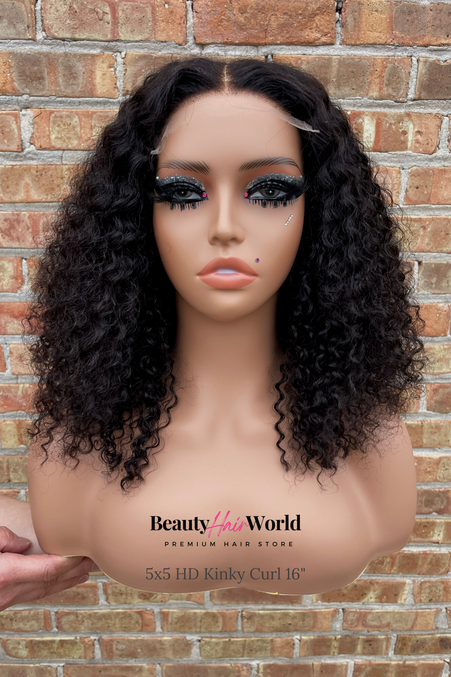 GLUELESS HD LACE WIG 5X5 KINKY CURL #1B