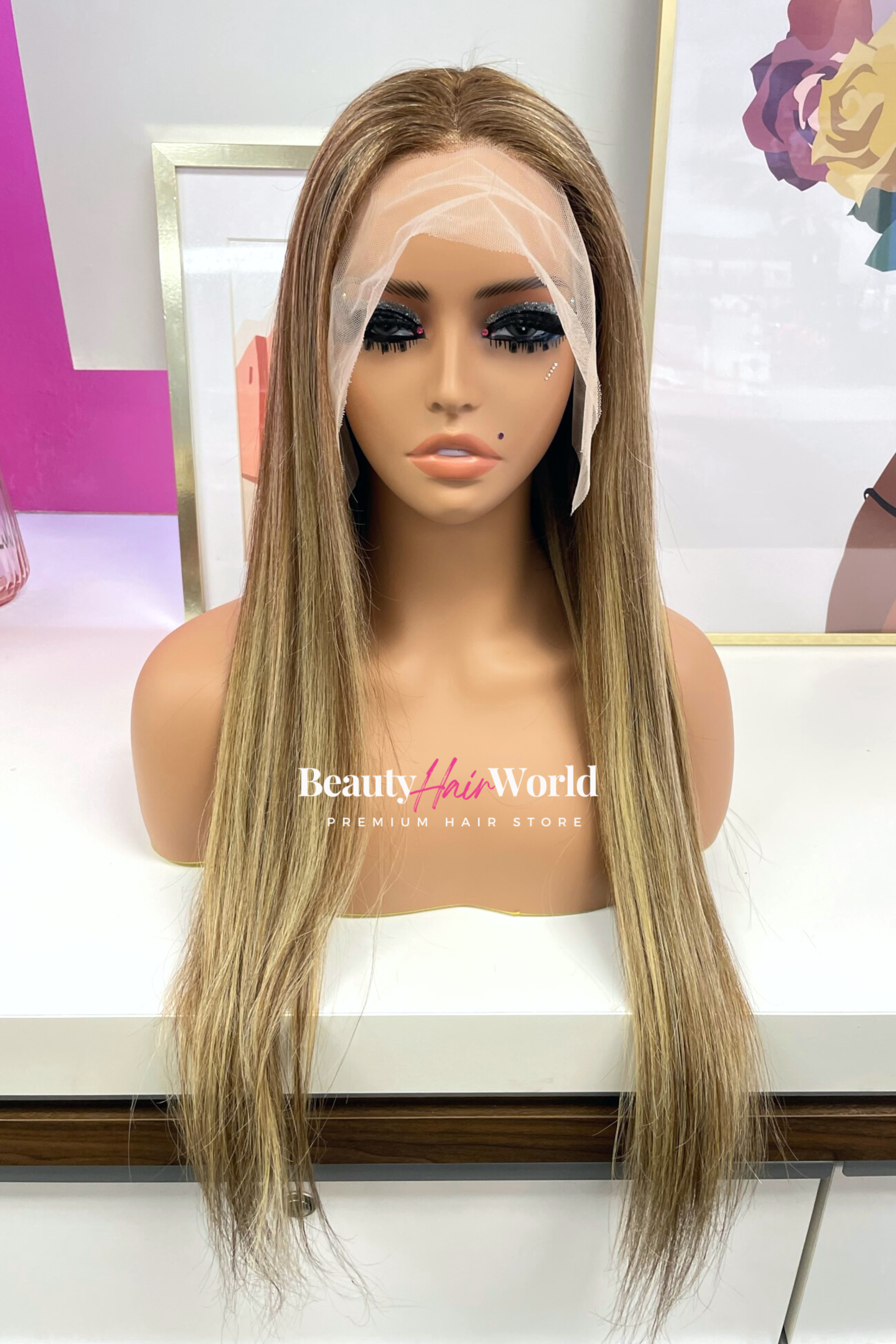 Blonde Highlights Straight Undetectable HD 13x4 Lace Frontal Wig