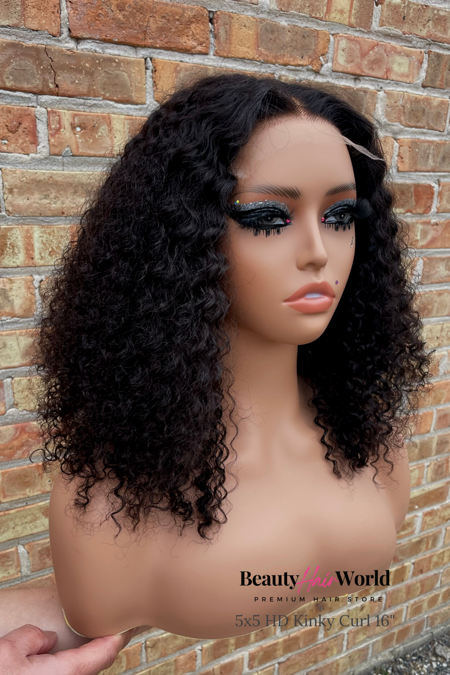 GLUELESS HD LACE WIG 5X5 KINKY CURL #1B