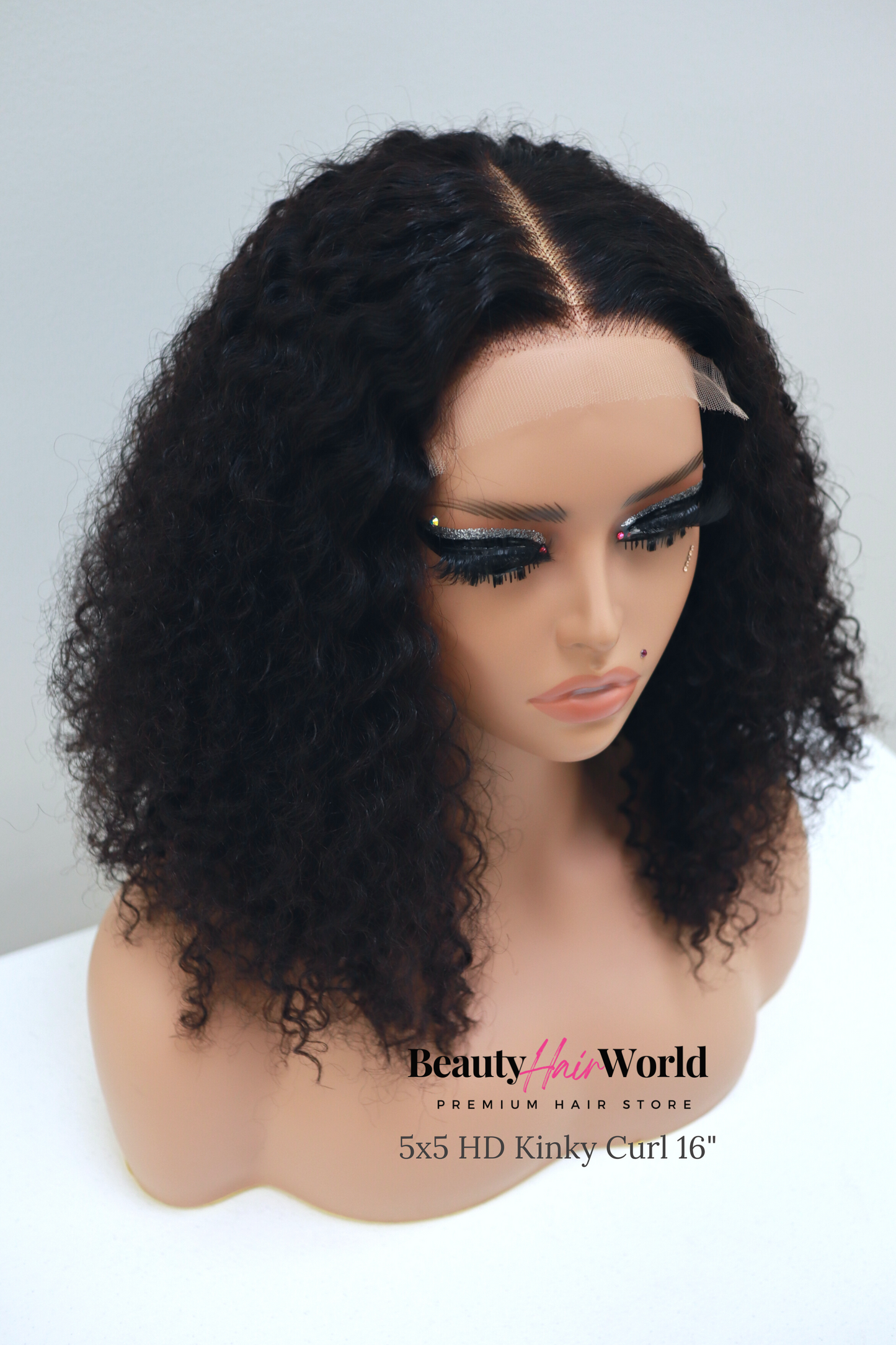 GLUELESS HD LACE WIG 5X5 KINKY CURL #1B