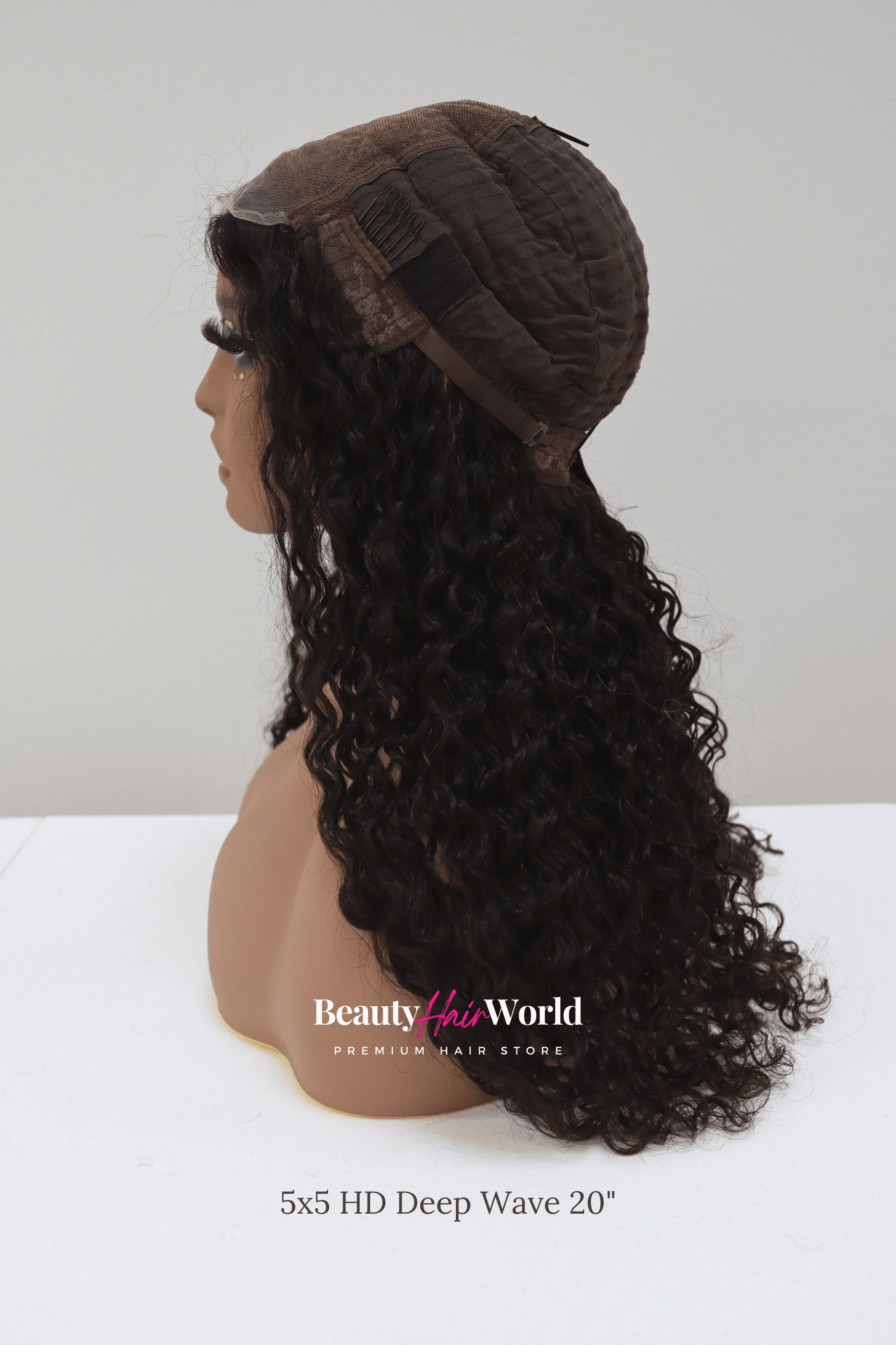 Glueless HD LACE WIG 5X5 DEEP CURLY #1B