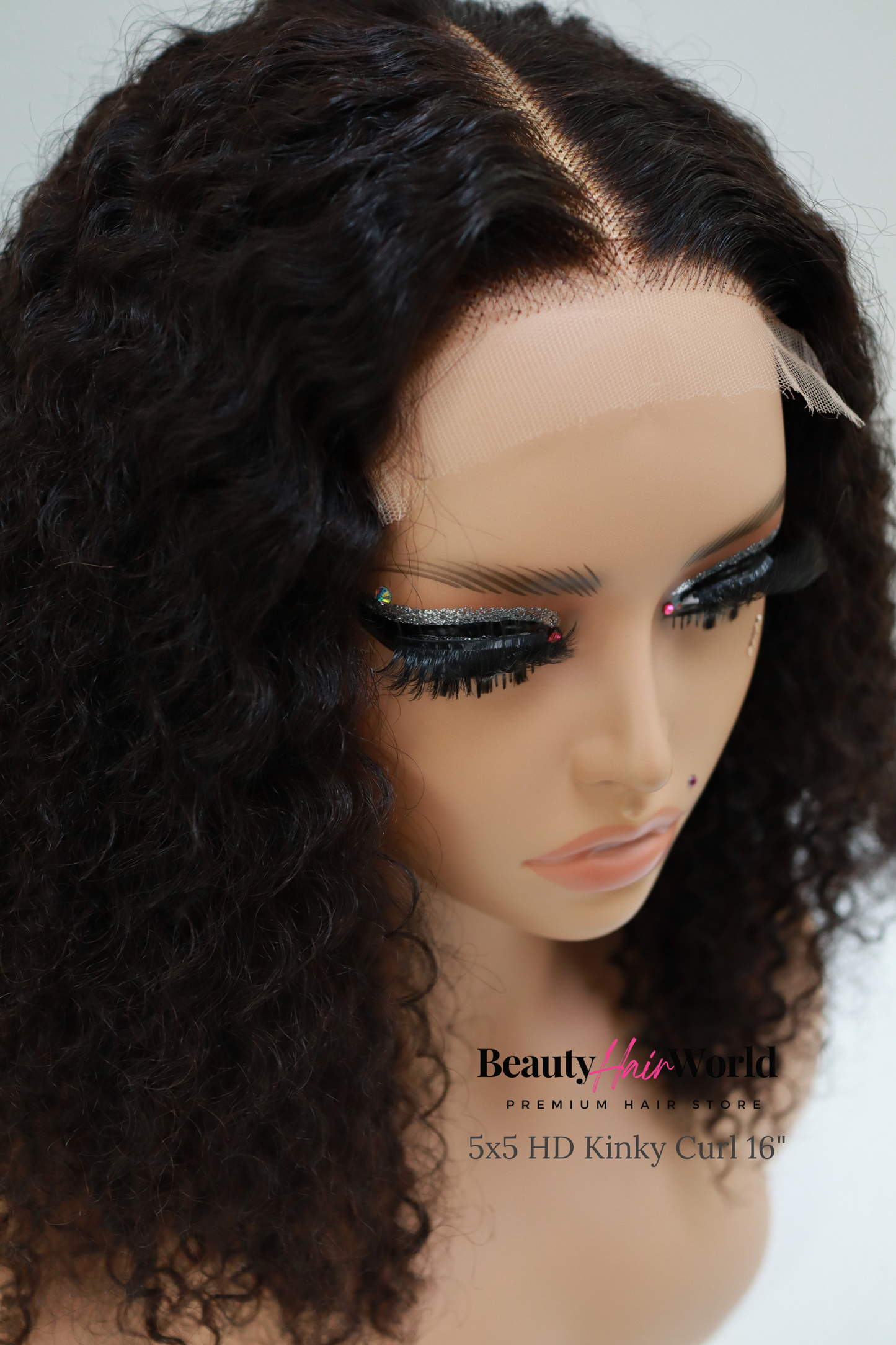 GLUELESS HD LACE WIG 5X5 KINKY CURL #1B