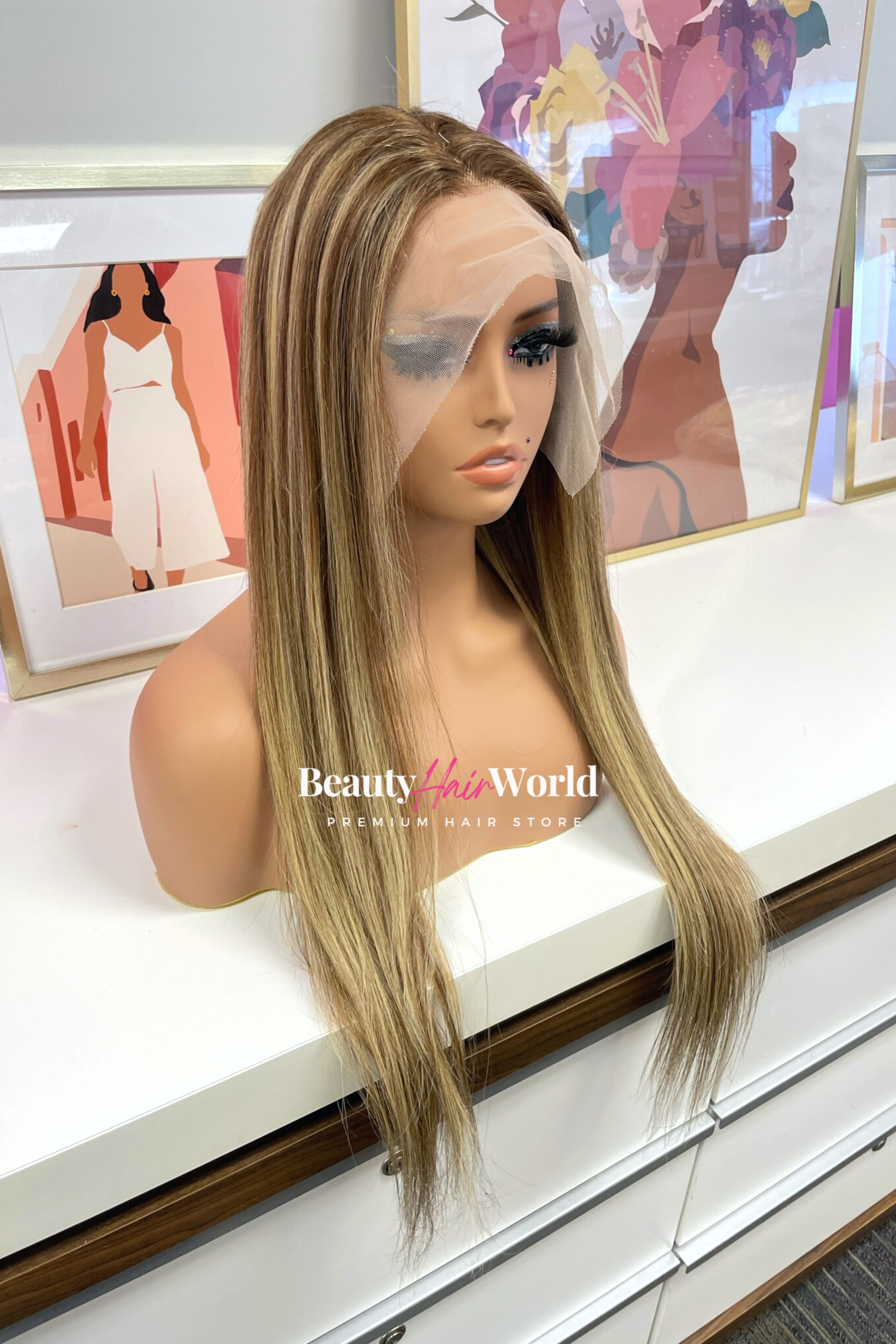 Blonde Highlights Straight Undetectable HD 13x4 Lace Frontal Wig