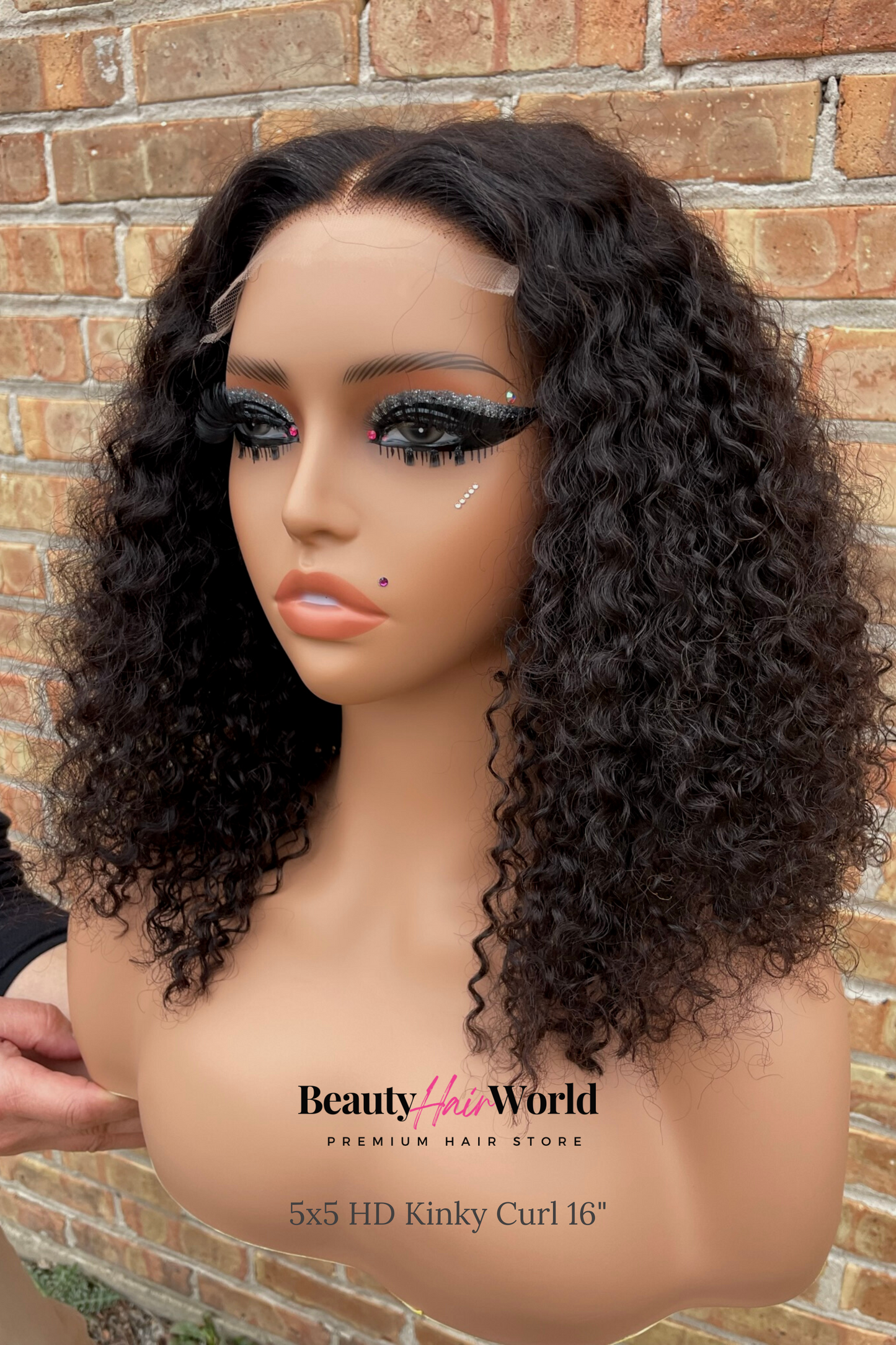 GLUELESS HD LACE WIG 5X5 KINKY CURL #1B