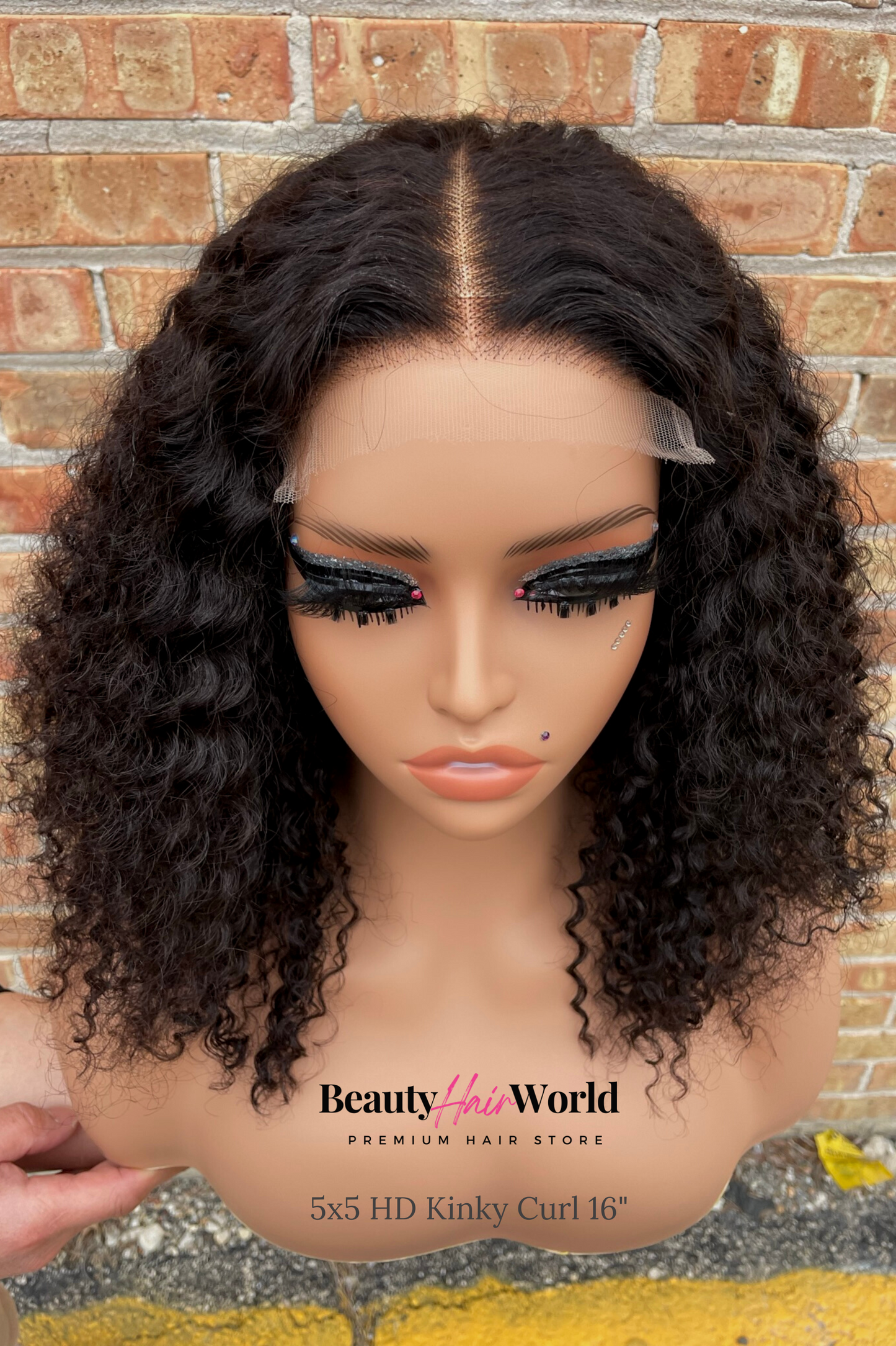 GLUELESS HD LACE WIG 5X5 KINKY CURL #1B