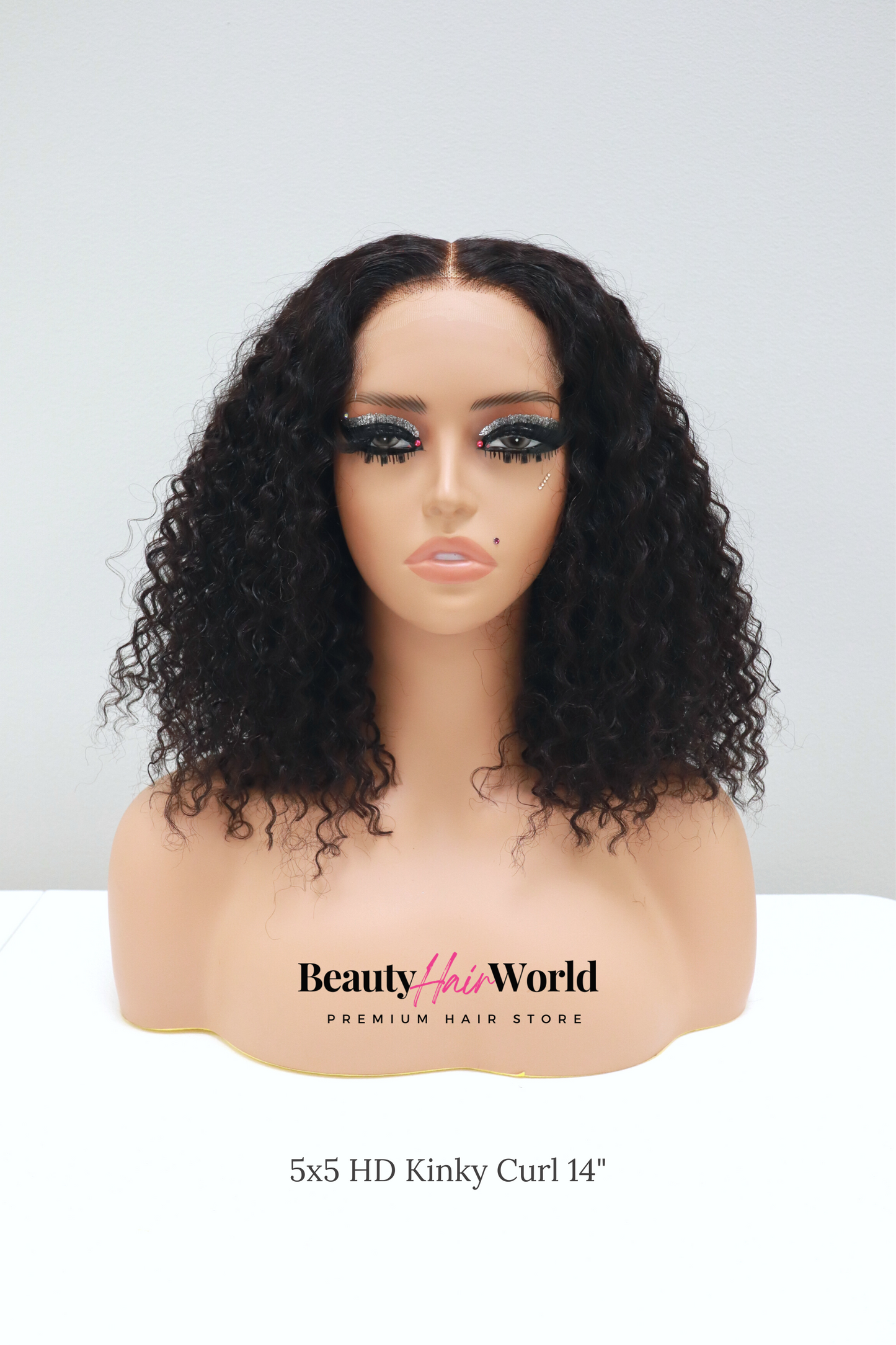 GLUELESS HD LACE WIG 5X5 KINKY CURL #1B