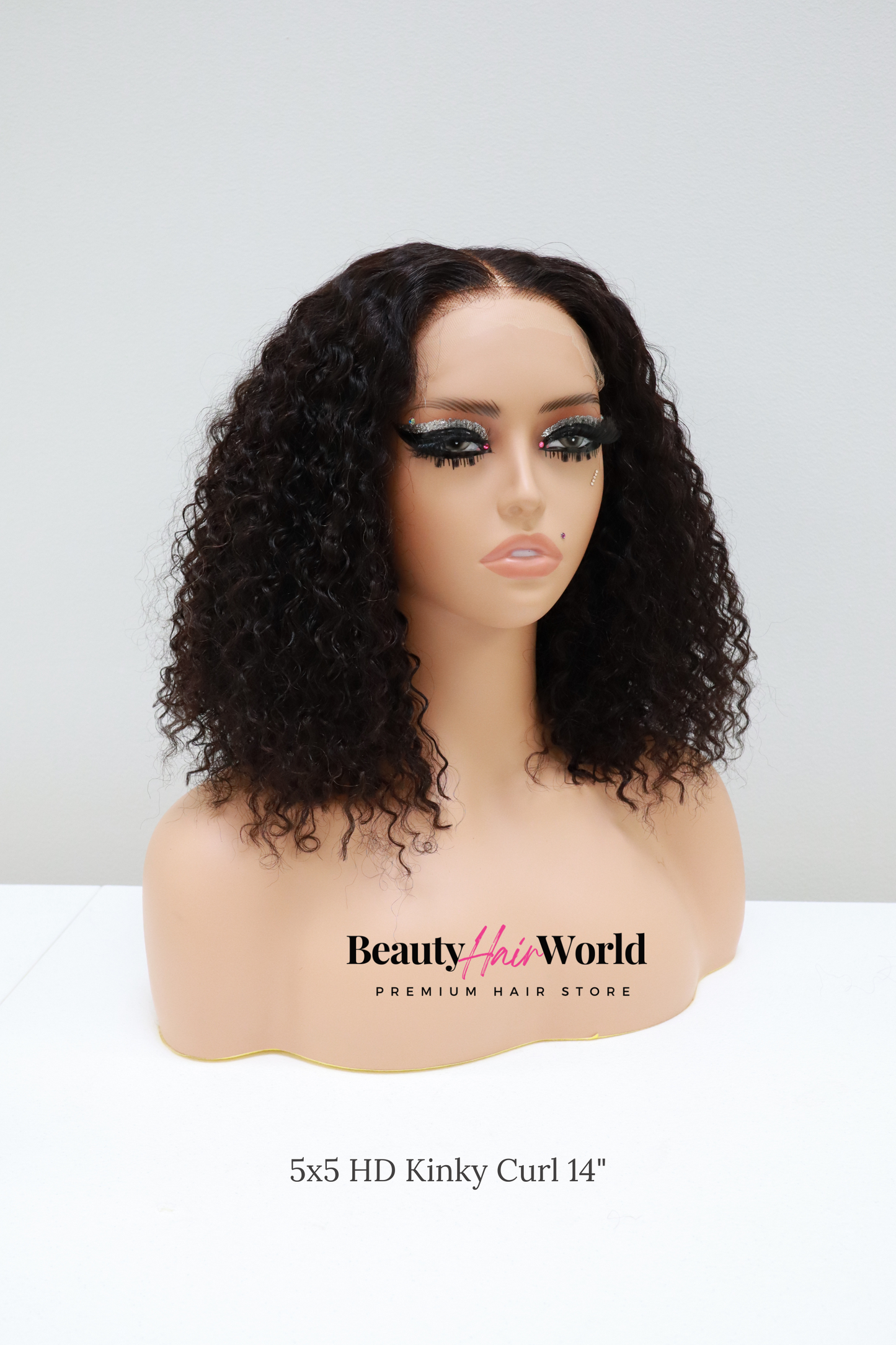 GLUELESS HD LACE WIG 5X5 KINKY CURL #1B