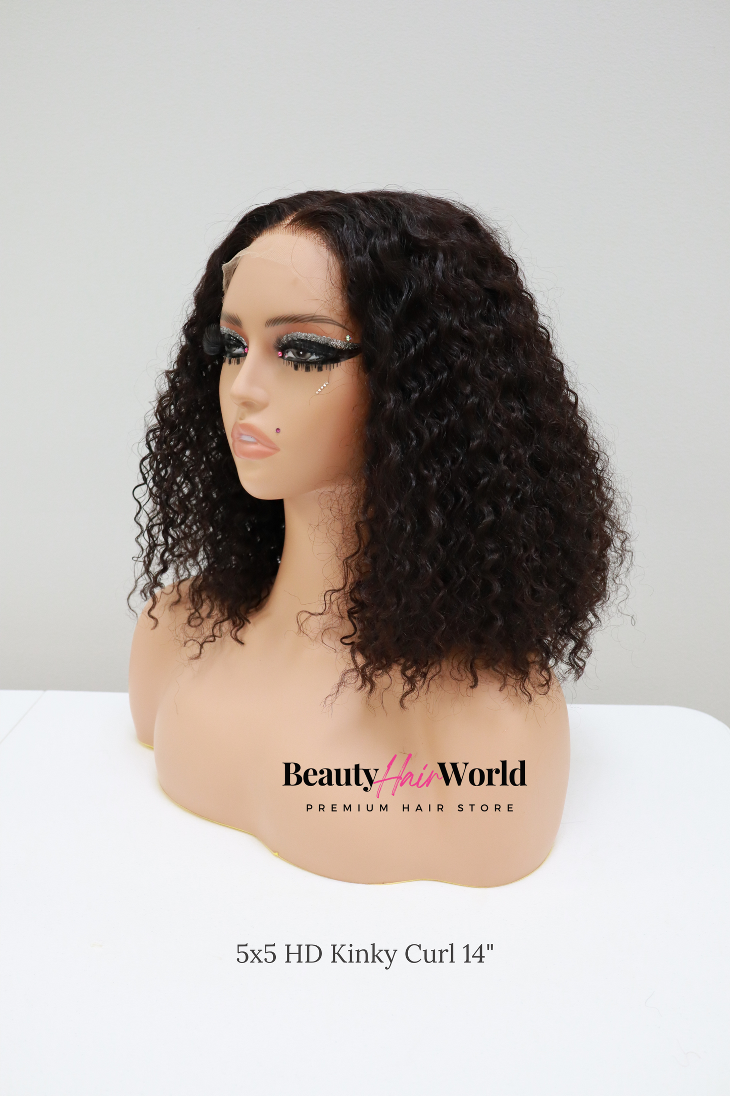 GLUELESS HD LACE WIG 5X5 KINKY CURL #1B