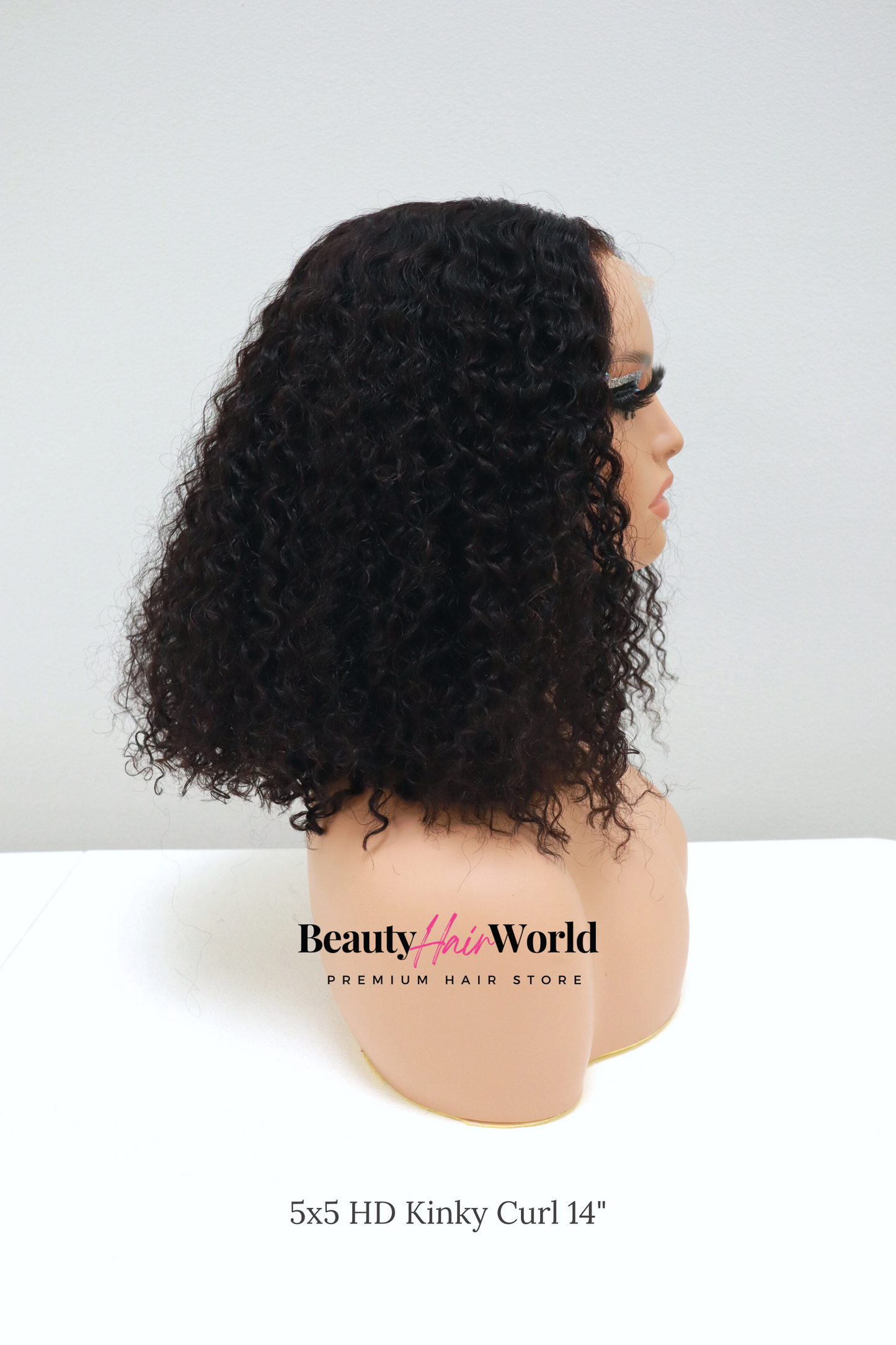 GLUELESS HD LACE WIG 5X5 KINKY CURL #1B