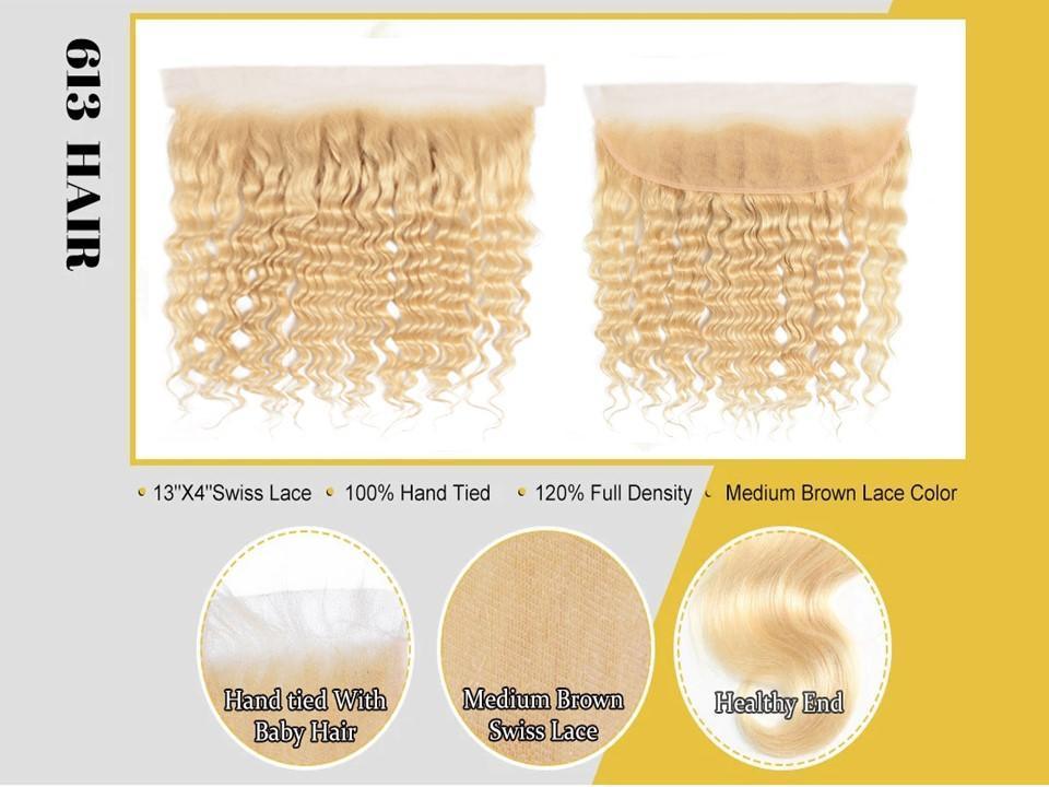 100% Indian Temple 613 Blonde | 13x4 Lace Frontal | Curly